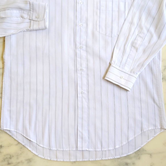 Pierre Cardin Men's Dress Shirt with embroidered logo and multi color stripes. - Picture 3 of 7